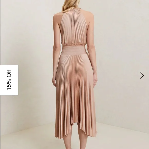 open lace back dress ALC Renzo II Satin Pleated Midi Dress – Classy Couture (SG) main image 1